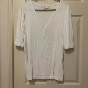 LOFT White Fitted Buttoned Blouse